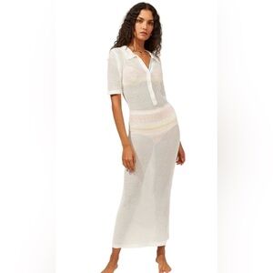 Solid & Striped The Leigh Mesh Polo Ivory Dress Cover Up